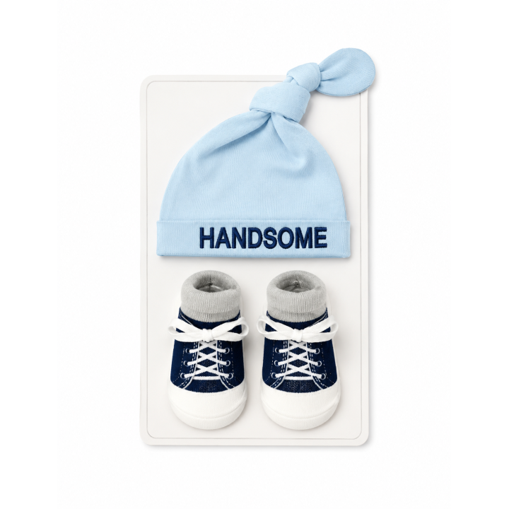 Baby Boy Cap and Socks Gift Set Soft and Stylish.