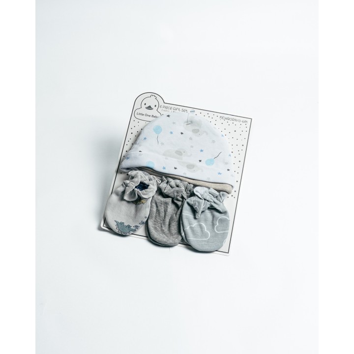 Newborn Baby 6-Piece Gift Set – Hat, Mittens & Essentials Collection