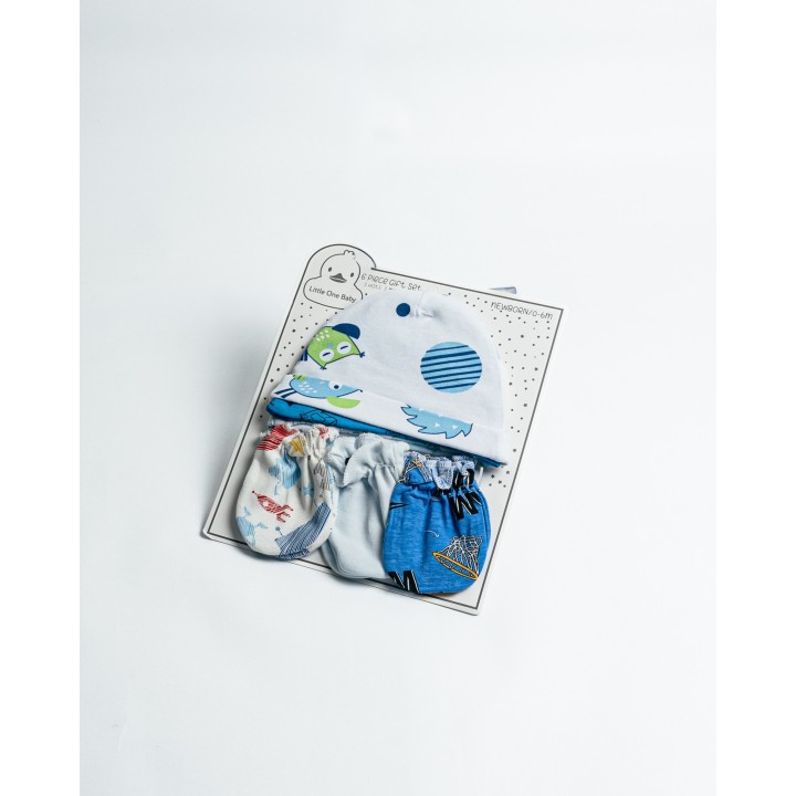 Newborn Baby 6-Piece Gift Set – Hat, Mittens & Essentials Collection