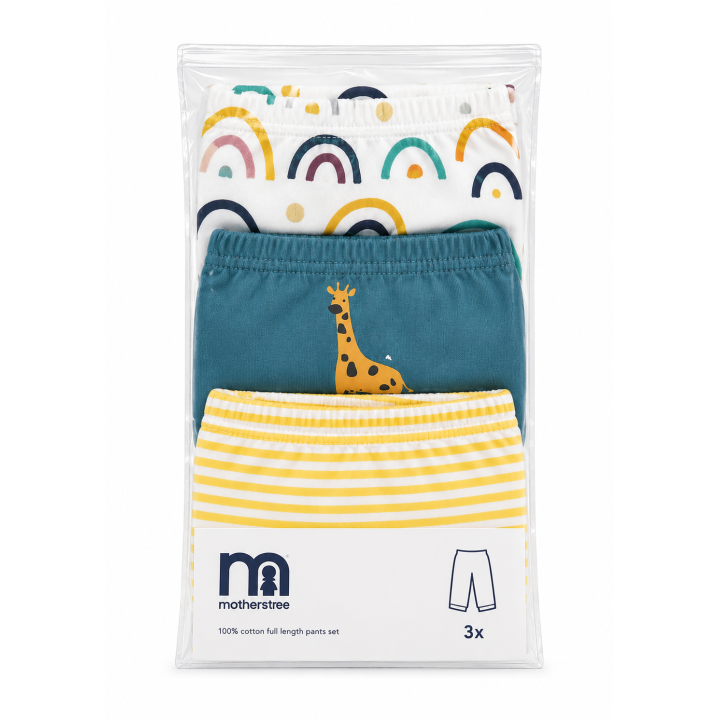 Pack of 3 Baby Cotton Trousers – Soft, Stretchy & Comfortable Everyday Pants