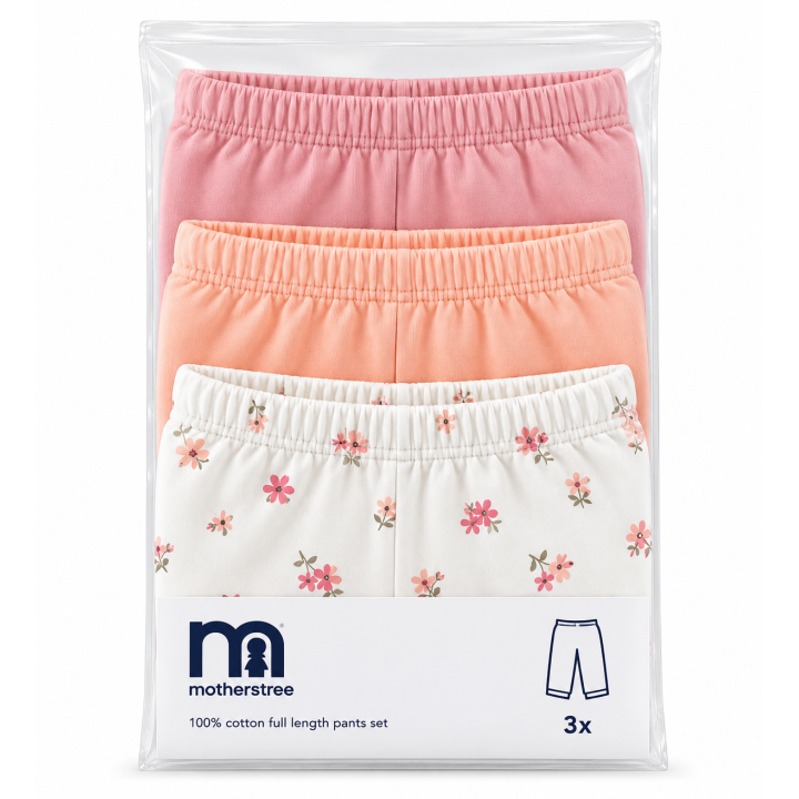 Pack of 3 Baby Cotton Trousers – Soft, Stretchy & Comfortable Everyday Pants