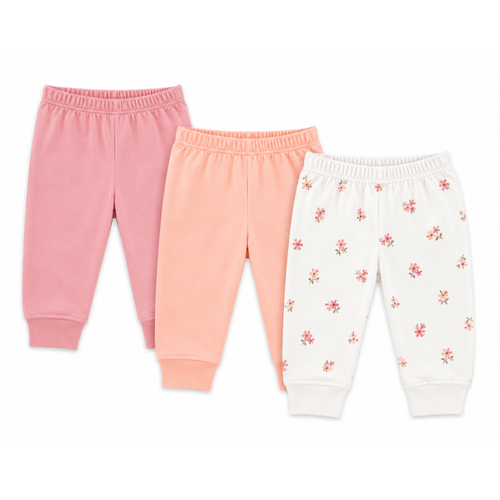 Pack of 3 Baby Cotton Trousers – Soft, Stretchy & Comfortable Everyday Pants