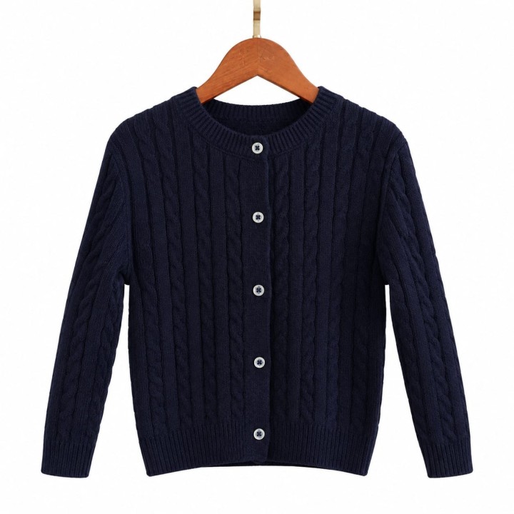 Girls’ Classic Blue Winter Cardigan