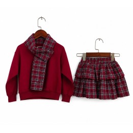 Cozy Plaid Skirt & Sweatshirt Set