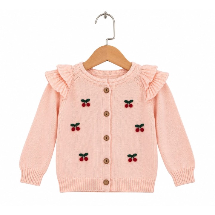 Cherry Ruffle Knit Cardigan