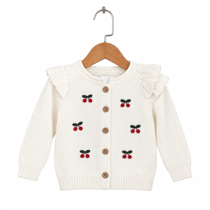 Cherry Ruffle Knit Cardigan