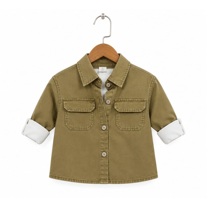 2-in-1 Soft Denim Shirt & Full-Sleeve Top
