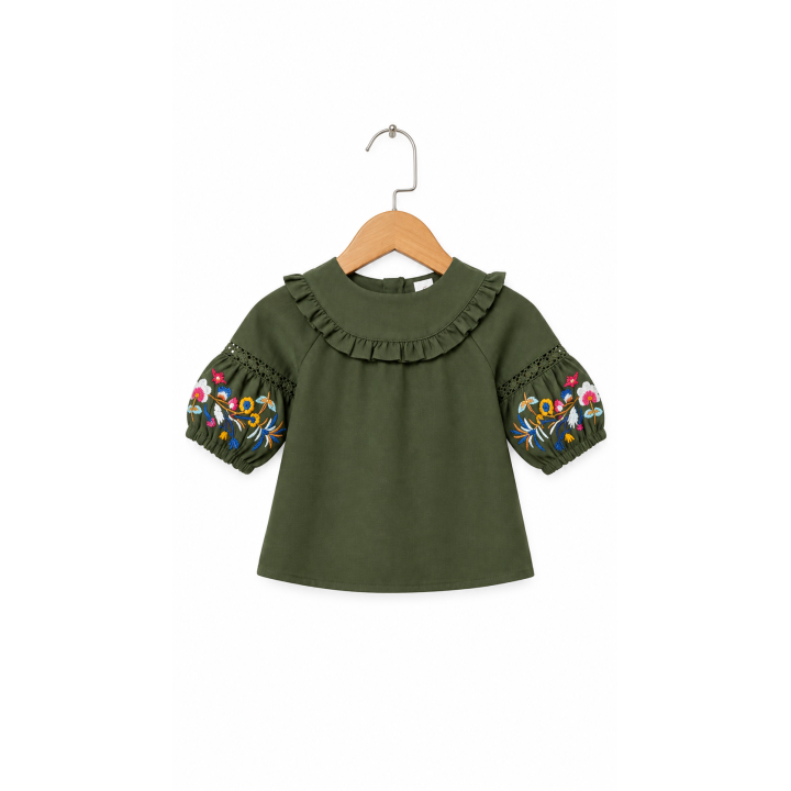Embroidered Ruffle Tops