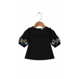 Embroidered Ruffle Tops