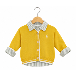 Classic Knit Cardigan With Shirt