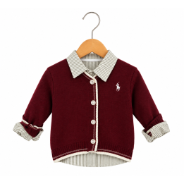 Classic Knit Cardigan With Shirt